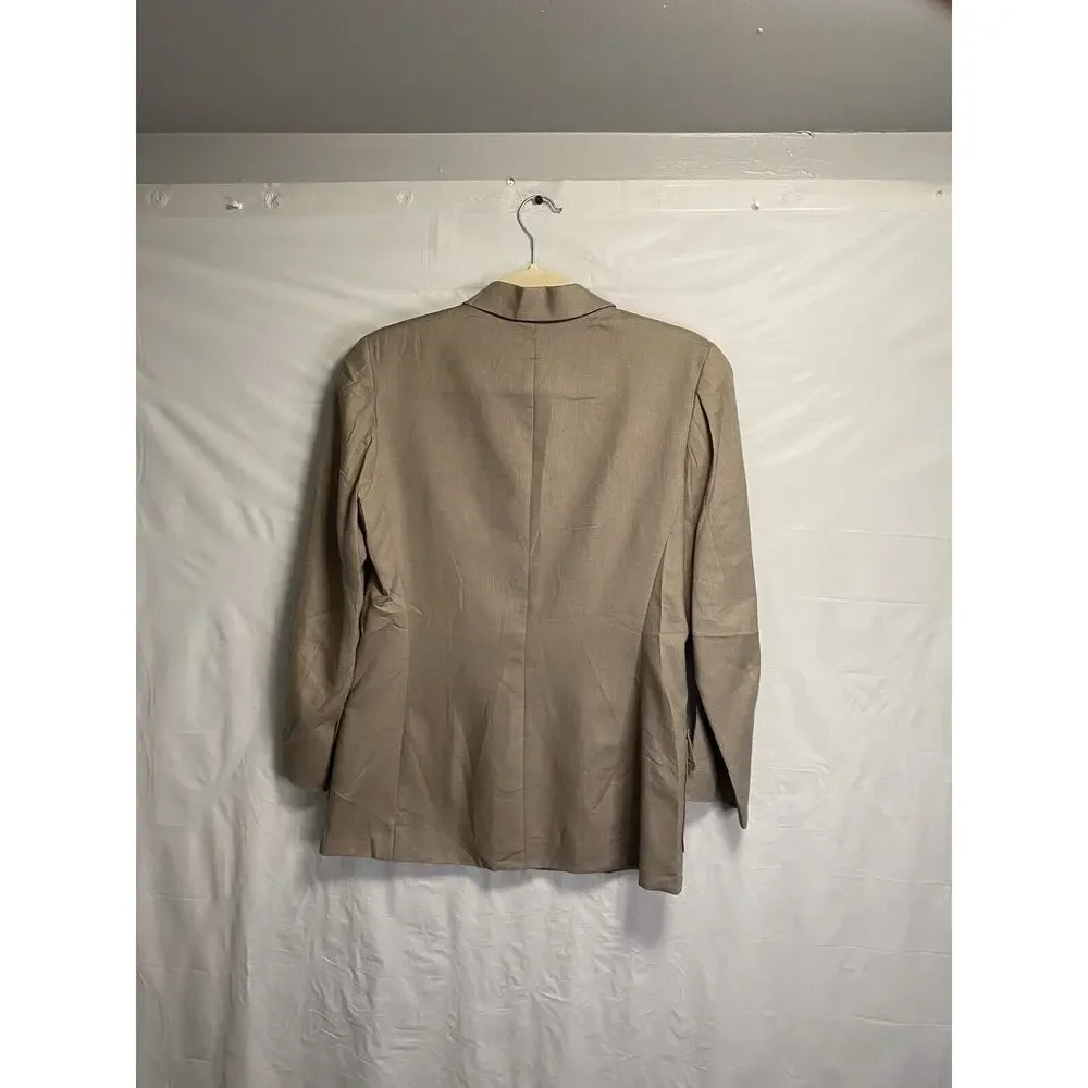 J. Crew Blazer Jacket Women’s Size 4 100% Linen 3 Button Lined Preppy Gray Brown